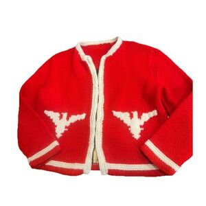 VTG Boys Girls Youth‎ Sweater Red Thunderbird Cowichan 70s 50s 60s Western 4 5